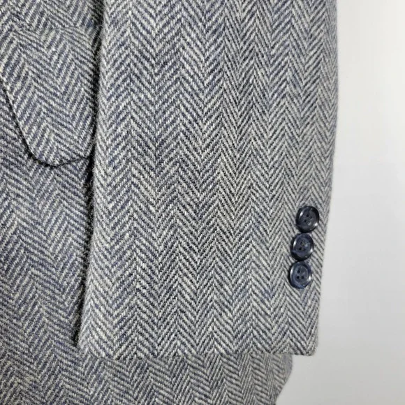 Sterling Hunt Men's Tweed Sport Coat Blazer Grayish Blue Herringbone 38S